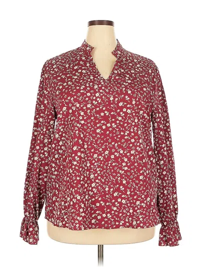 Pre-owned Unbranded Long Sleeve Blouse In Burgundy