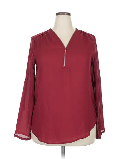 Pre-owned Unbranded Long Sleeve Blouse In Burgundy