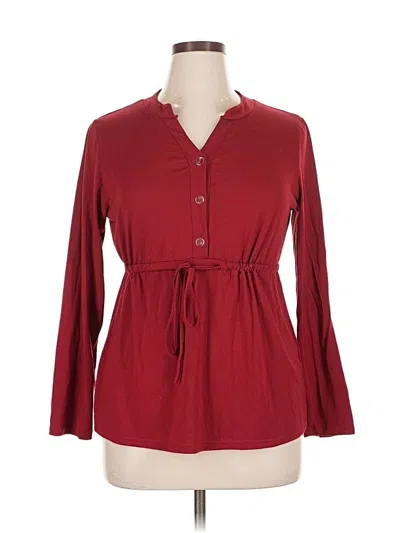 Pre-owned Unbranded Long Sleeve Blouse In Burgundy