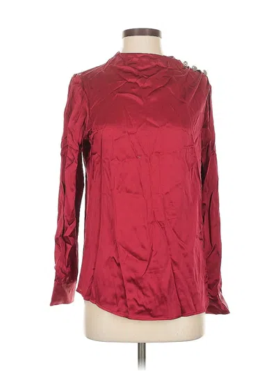 Pre-owned Unbranded Long Sleeve Blouse In Burgundy