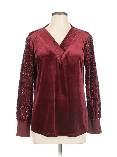 Pre-owned Unbranded Long Sleeve Blouse In Burgundy