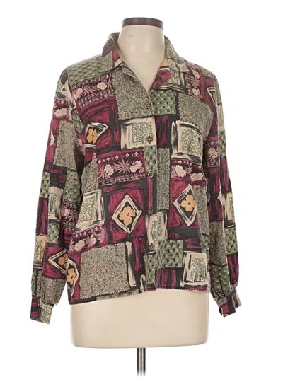 Pre-owned Unbranded Long Sleeve Blouse In Burgundy