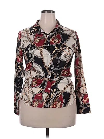Pre-owned Unbranded Long Sleeve Blouse In Burgundy