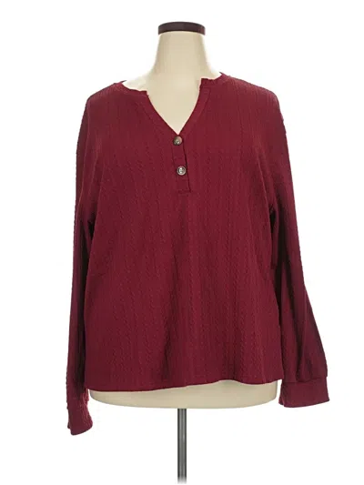 Pre-owned Unbranded Long Sleeve Blouse In Burgundy