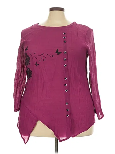 Pre-owned Unbranded Long Sleeve Blouse In Burgundy