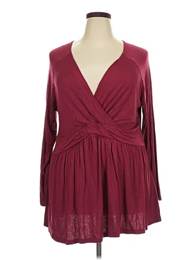 Pre-owned Unbranded Long Sleeve Blouse In Burgundy