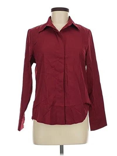 Pre-owned Unbranded Long Sleeve Blouse In Burgundy