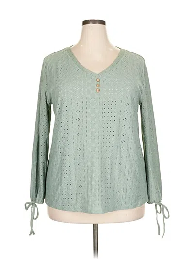 Pre-owned Unbranded Long Sleeve Blouse In Green