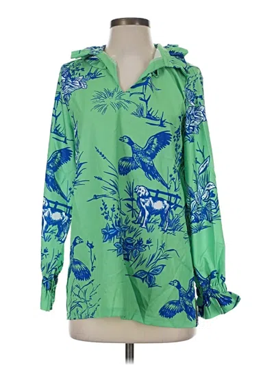 Pre-owned Unbranded Long Sleeve Blouse In Green