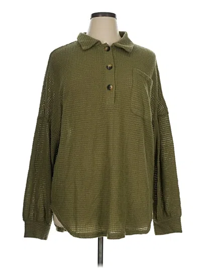 Pre-owned Unbranded Long Sleeve Blouse In Green