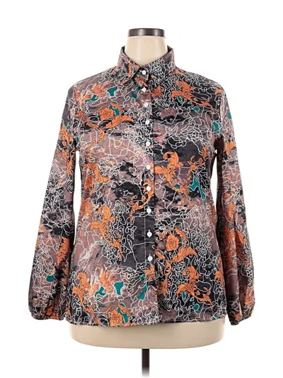 Pre-owned Unbranded Long Sleeve Blouse In Orange