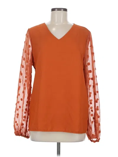 Pre-owned Unbranded Long Sleeve Blouse In Orange