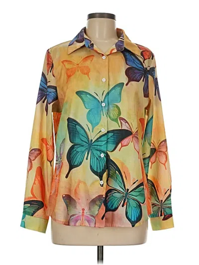 Pre-owned Unbranded Long Sleeve Blouse In Orange