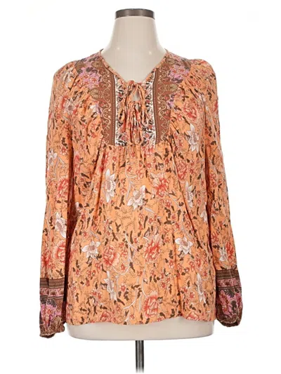 Pre-owned Unbranded Long Sleeve Blouse In Orange