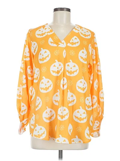 Pre-owned Unbranded Long Sleeve Blouse In Orange