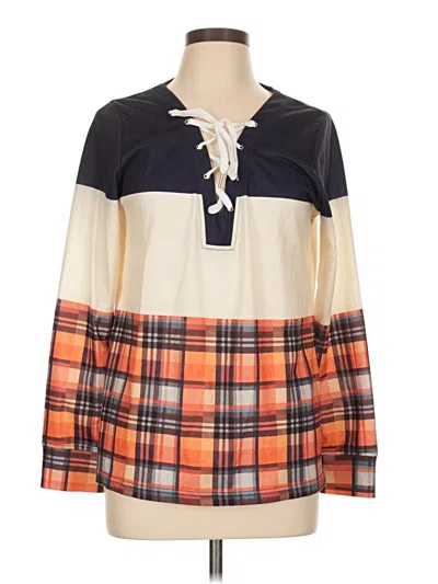 Pre-owned Unbranded Long Sleeve Blouse In Orange