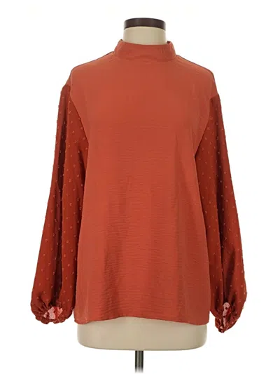 Pre-owned Unbranded Long Sleeve Blouse In Orange