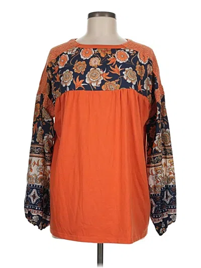 Pre-owned Unbranded Long Sleeve Blouse In Orange