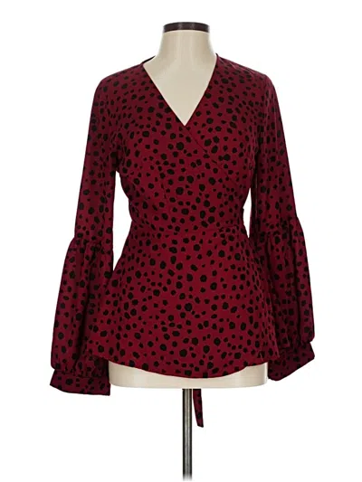 Pre-owned Unbranded Long Sleeve Blouse In Red