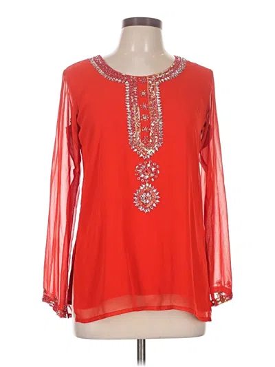 Pre-owned Unbranded Long Sleeve Blouse In Red