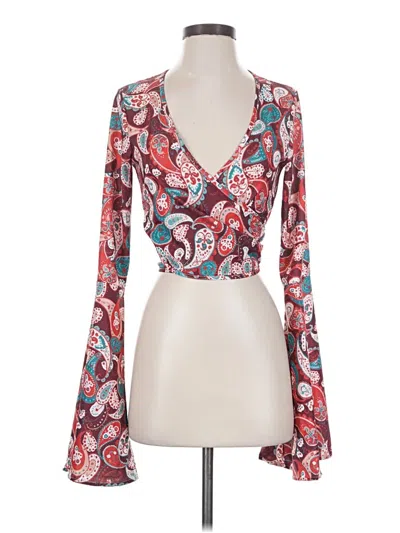 Pre-owned Unbranded Long Sleeve Blouse In Red