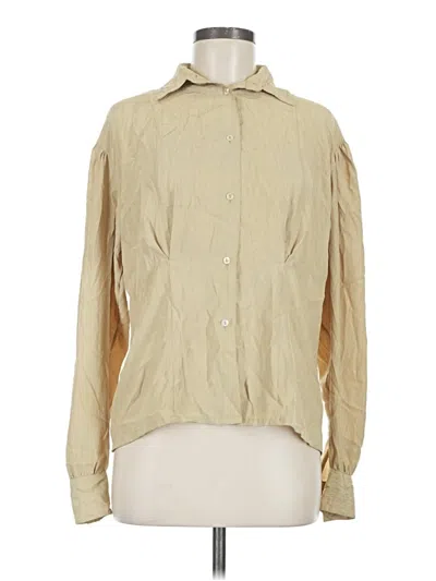 Pre-owned Unbranded Long Sleeve Blouse In Tan