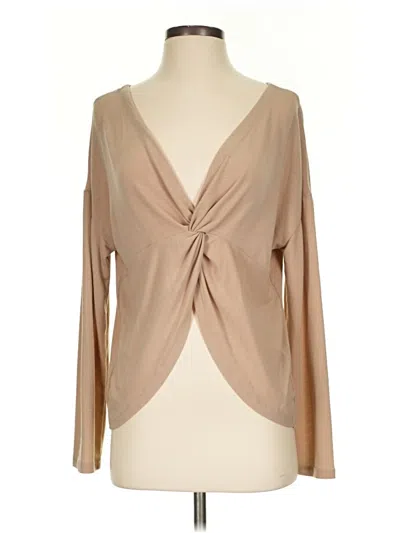 Pre-owned Unbranded Long Sleeve Blouse In Tan