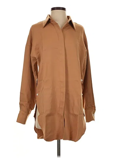 Pre-owned Unbranded Long Sleeve Blouse In Tan