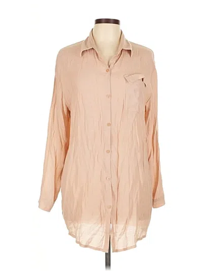 Pre-owned Unbranded Long Sleeve Blouse In Tan
