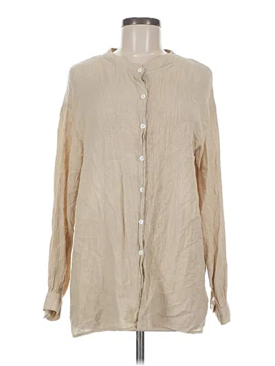 Pre-owned Unbranded Long Sleeve Blouse In Tan