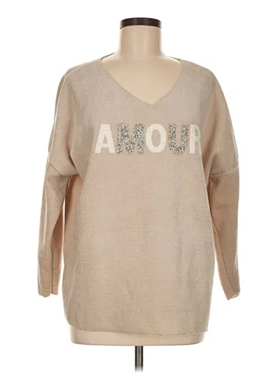 Pre-owned Unbranded Long Sleeve Blouse In Tan