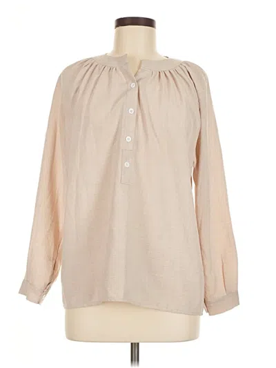 Pre-owned Unbranded Long Sleeve Blouse In Tan