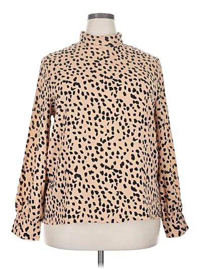 Pre-owned Unbranded Long Sleeve Blouse In Tan