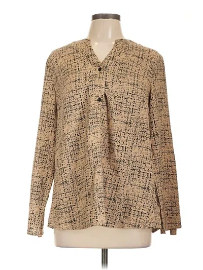 Pre-owned Unbranded Long Sleeve Blouse In Tan