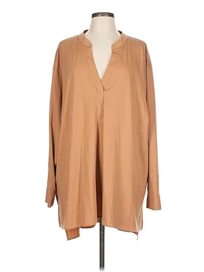 Pre-owned Unbranded Long Sleeve Blouse In Tan