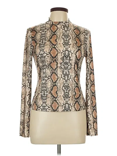 Pre-owned Unbranded Long Sleeve Blouse In Tan