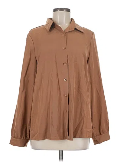 Pre-owned Unbranded Long Sleeve Blouse In Tan