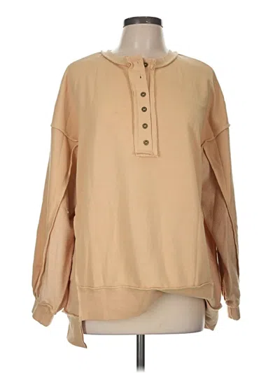 Pre-owned Unbranded Long Sleeve Blouse In Tan