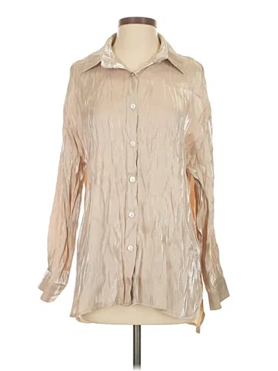Pre-owned Unbranded Long Sleeve Blouse In Tan
