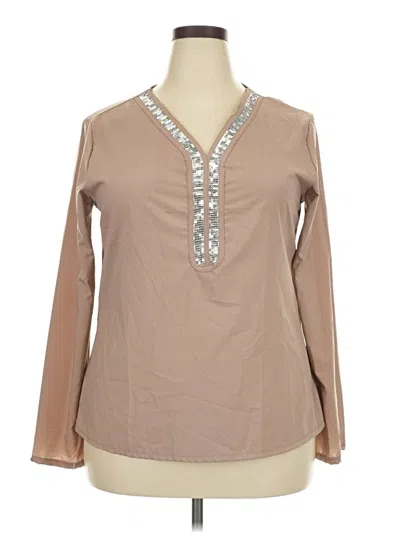 Pre-owned Unbranded Long Sleeve Blouse In Tan
