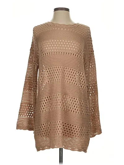 Pre-owned Unbranded Long Sleeve Blouse In Tan