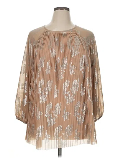 Pre-owned Unbranded Long Sleeve Blouse In Tan