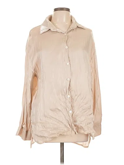 Pre-owned Unbranded Long Sleeve Blouse In Tan