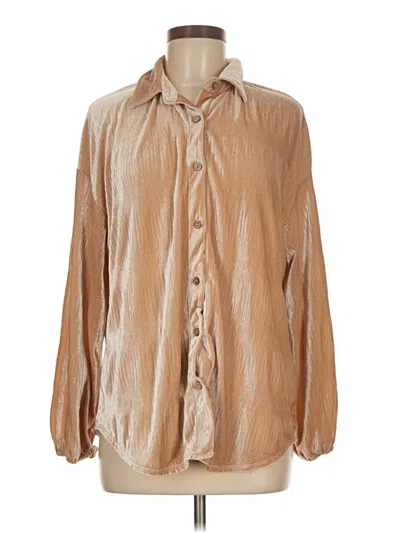 Pre-owned Unbranded Long Sleeve Blouse In Tan