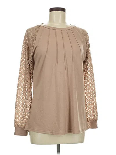 Pre-owned Unbranded Long Sleeve Blouse In Tan