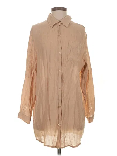 Pre-owned Unbranded Long Sleeve Blouse In Tan