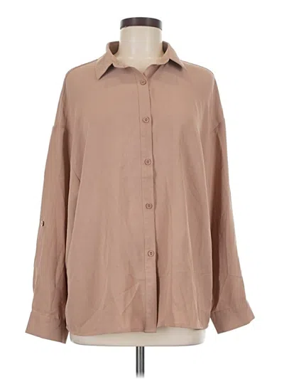 Pre-owned Unbranded Long Sleeve Blouse In Tan