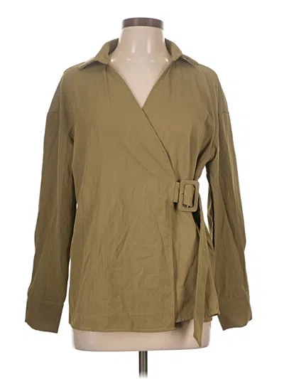Pre-owned Unbranded Long Sleeve Blouse In Tan
