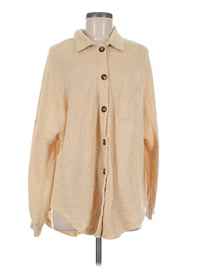 Pre-owned Unbranded Long Sleeve Blouse In Tan