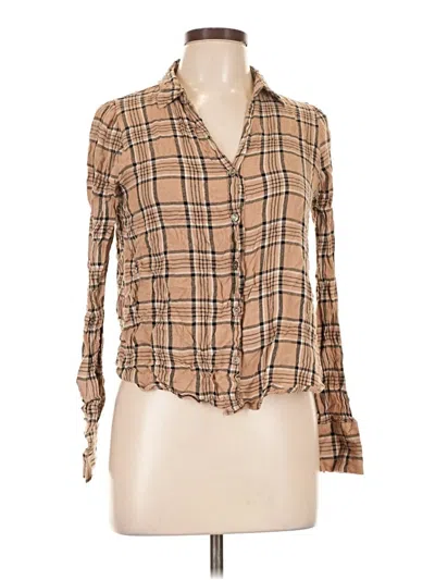 Pre-owned Unbranded Long Sleeve Blouse In Tan
